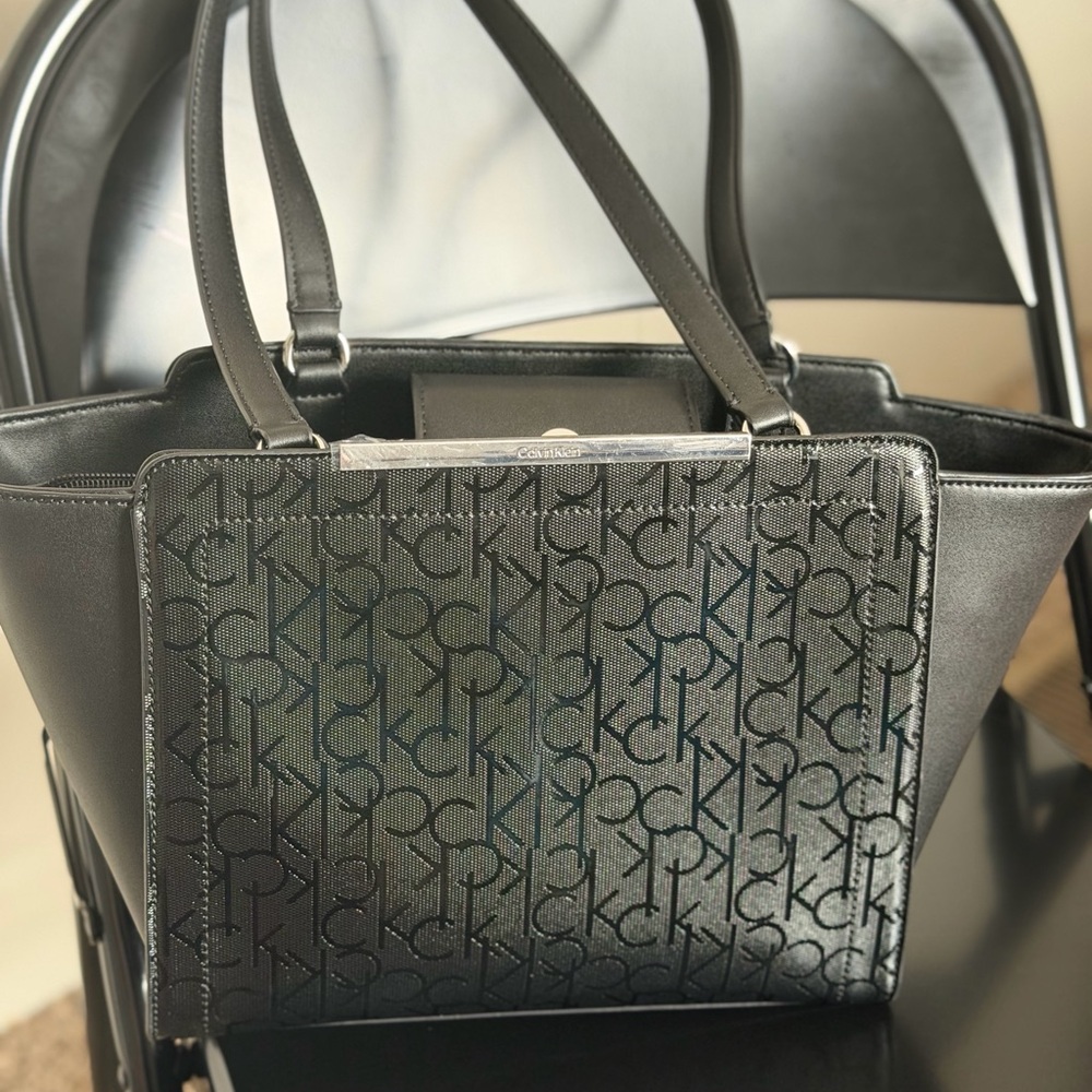 Calvin Klein Black and Gray Women's Tote